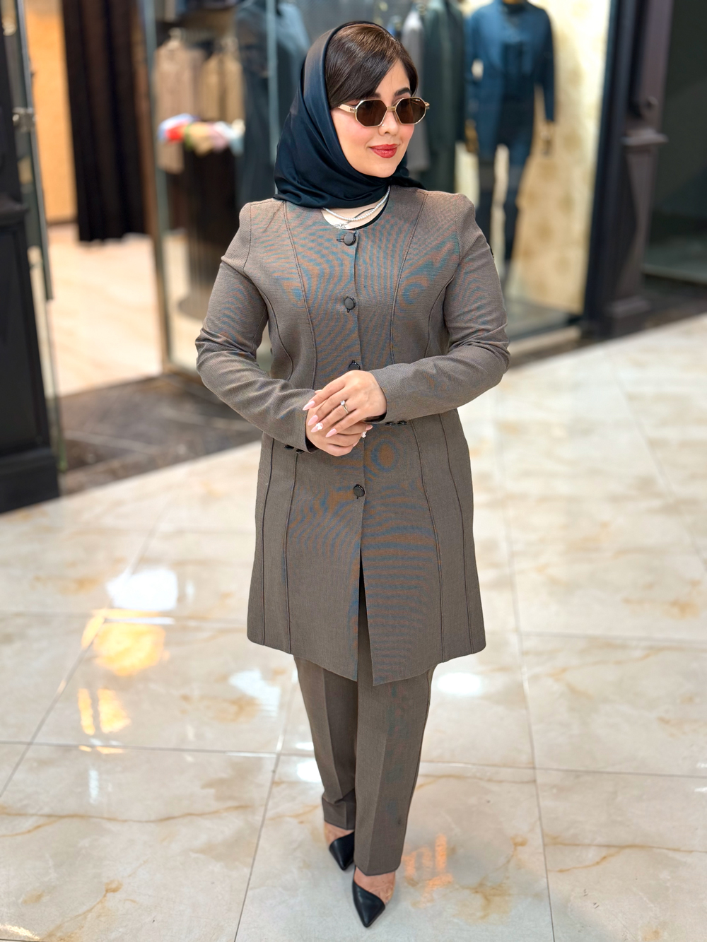 مانتو شلوار اداری باربی نیو کد 2021 نسکافه ای - Image 5