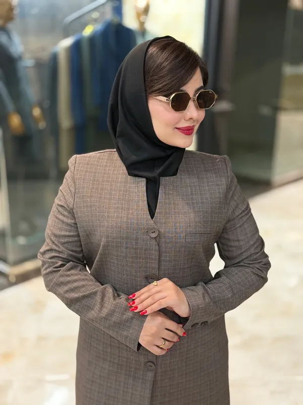 مانتو شلوار اداری گلناز نسکافه ای کد 1034