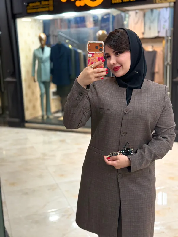 مانتو شلوار اداری گلناز نسکافه ای کد 1034 - Image 3