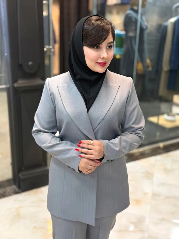 کت شلوار رسمی مدل لیان رنگ طوسی کد 1032 - Image 4
