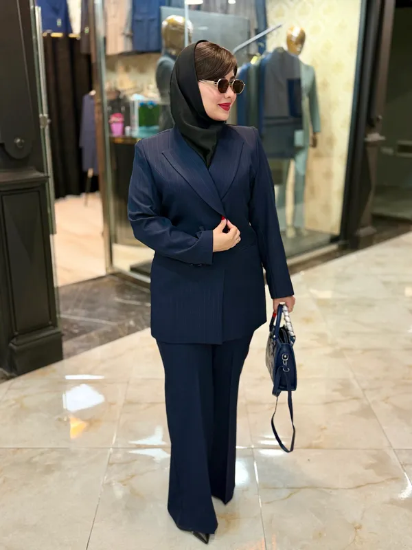 کت شلوار رسمی مدل لیان رنگ سورمه ای کد 1032 - Image 5